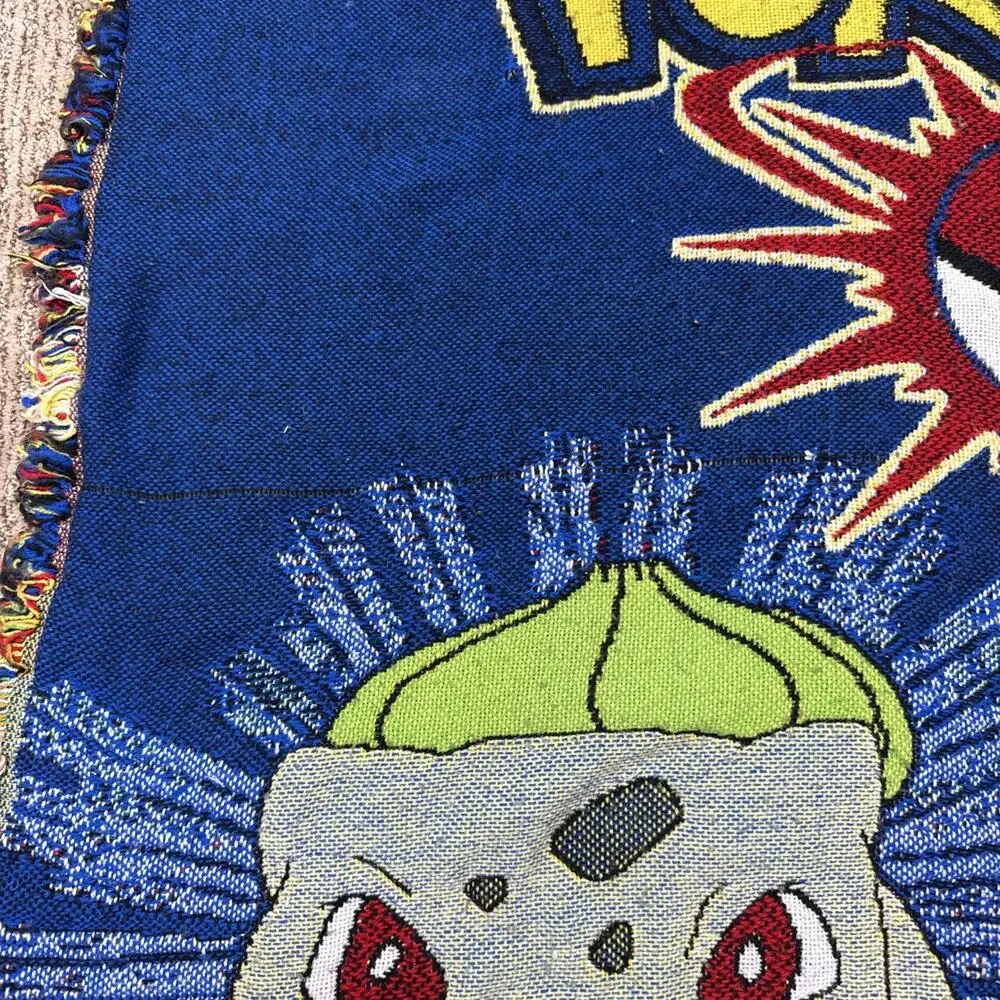 Pokemon Vintage 90s Tapestry Throw Blanket Pikachu Charmander Bulbasaur Squirtle